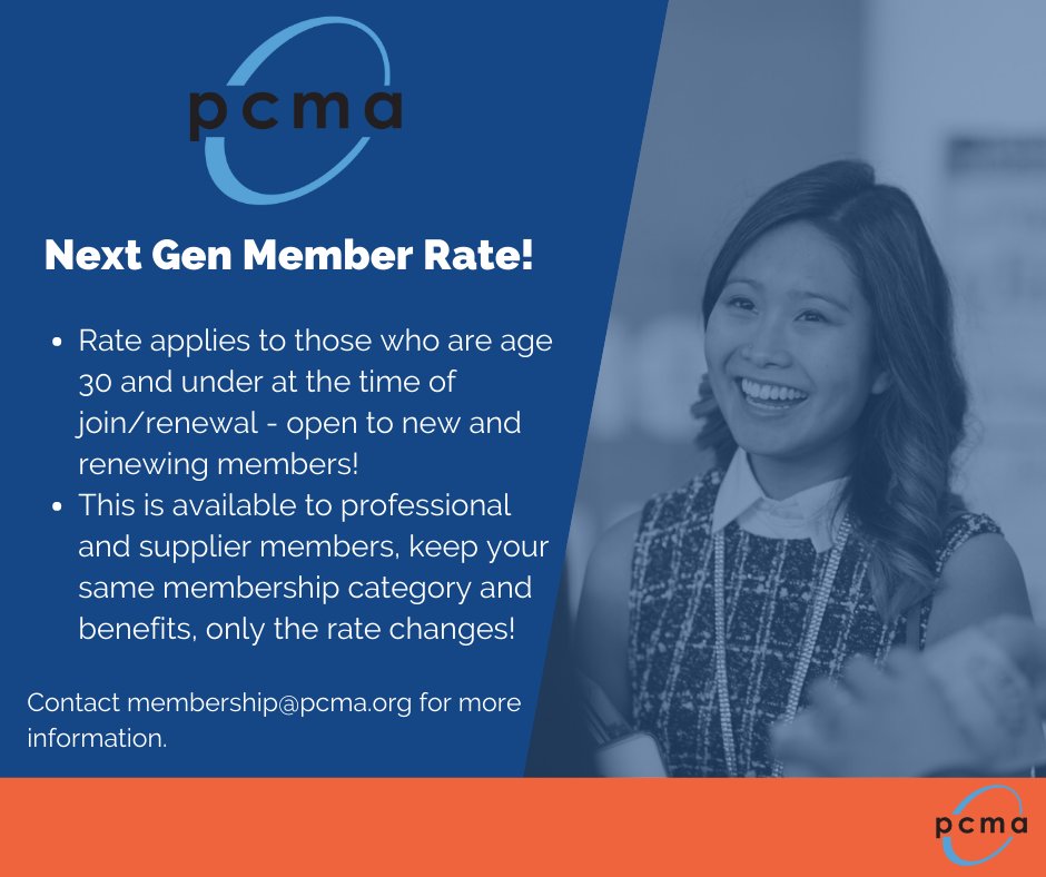 📣 #PCMA now has a member rate for the Next Generation of the Meetings &amp; Events industry! 📣 Contact membership@pcma.org for more information.

#pcmanortherncalifornia #eventprofs #meetingplanners #meetingsandevents #nextgeneration #meetingprofs #meetingsindustry #eventsindustry