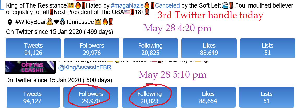 Martins_Kitties's tweet photo. Close of business report for poospy:
Pope #KingResist👑🔥Is President🇺🇲‼️#FBaRmy☠👑✨@KingAssassinFBR of the 💩🚽 follow lists
Has lost 6 more followers, UNFOLLOWED 1 more😂 https://t.co/BxELgMpvTw
