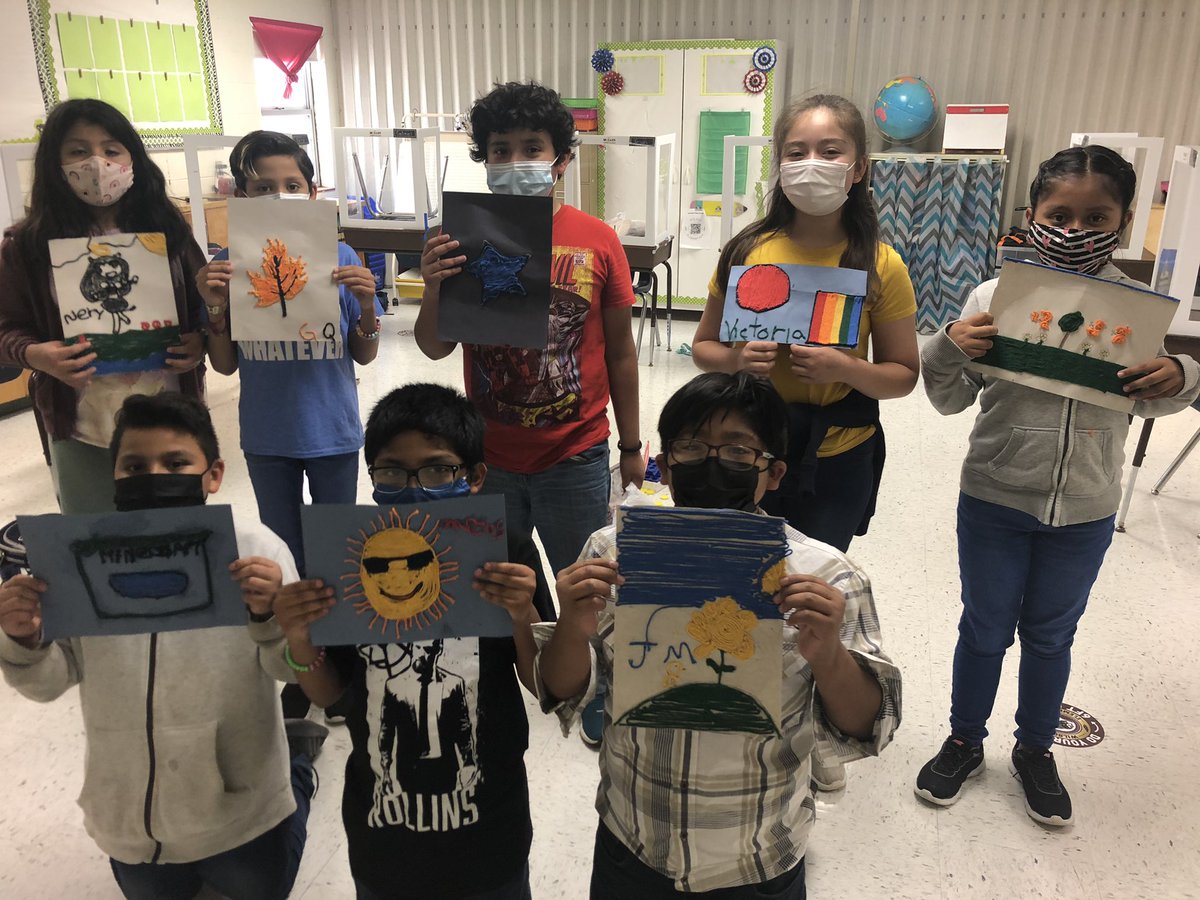 jud3gar's tweet photo. Yarn art and canvas paintings #lastdaysofschool @warriors112 https://t.co/X0JHz32Boi