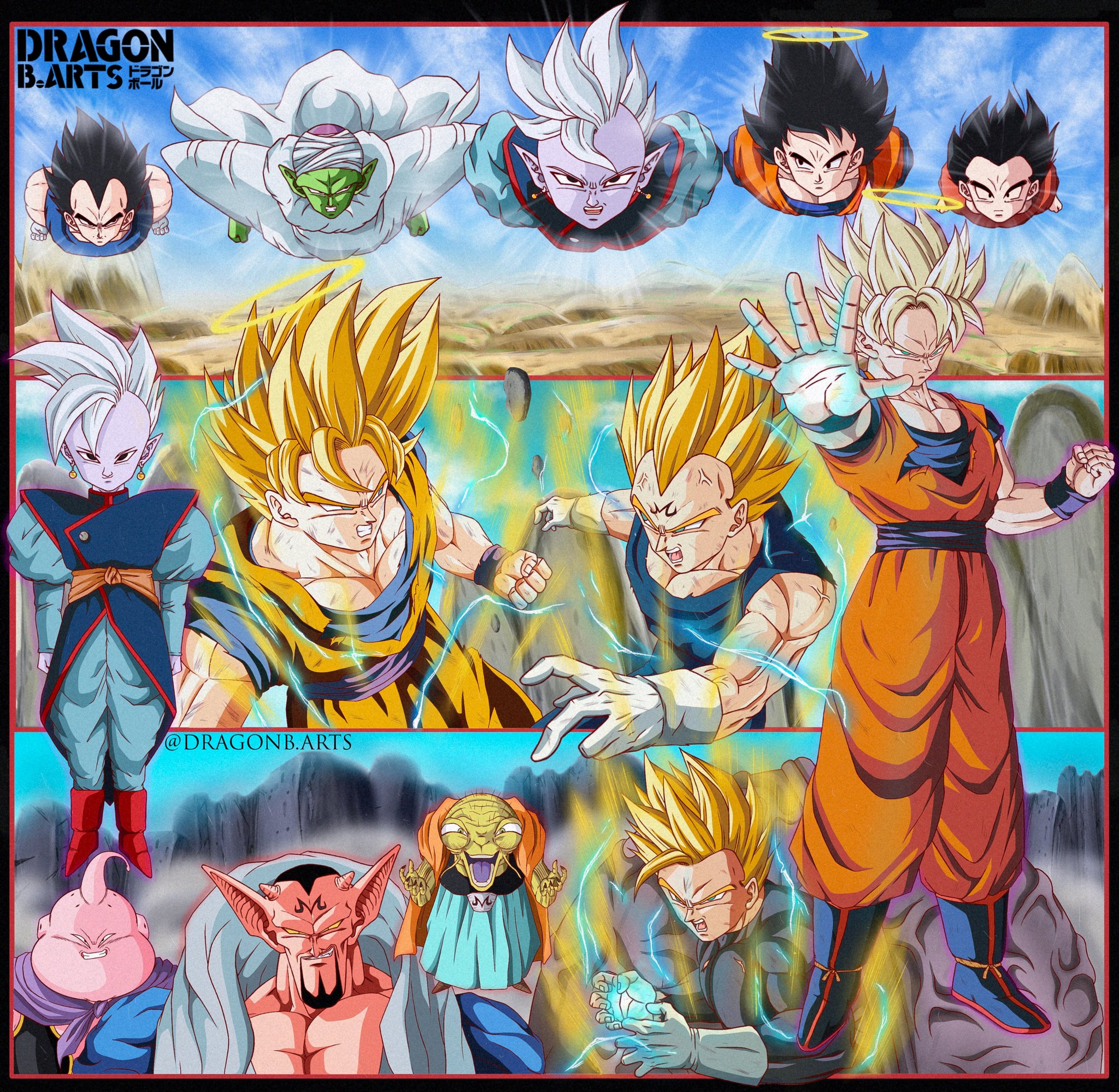 X 上的@FELLIPART(Commissions Open)：「PÔSTER DRAGON BALL Z ( SAGA CELL) Follow  me instagram (fellipart) #drawing #dbz #dbs #goku #gohan #vegeta #piccolo  #trunks #perfectcell #Vegetahakaishin  / X