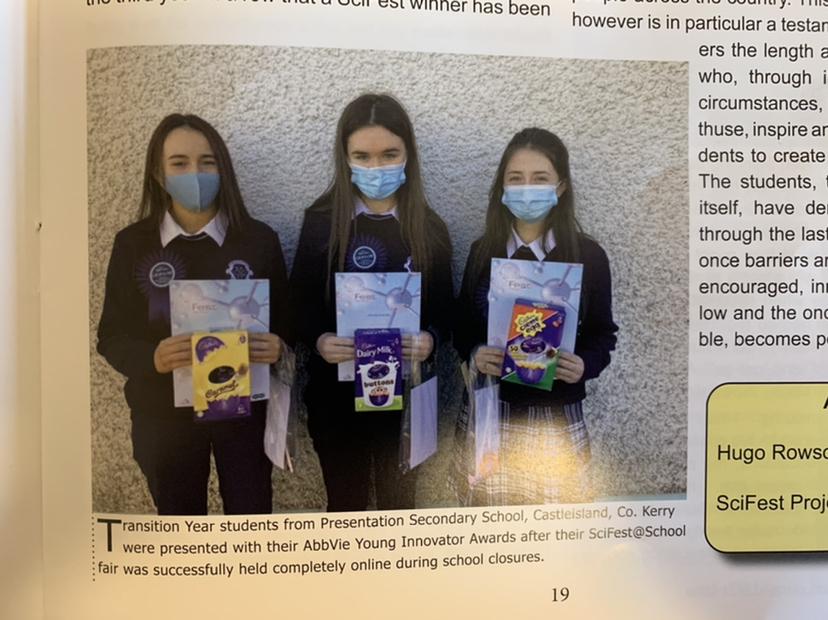 PresCisland's tweet photo. Thank you @IrishSciTeach abs @SciFest4STEM for recognising some of our TY students in your publications this month. #stem #girlsinstem #sefdigital #sefstem @pdstsciences @pdst_techined https://t.co/96OLkur8Yu