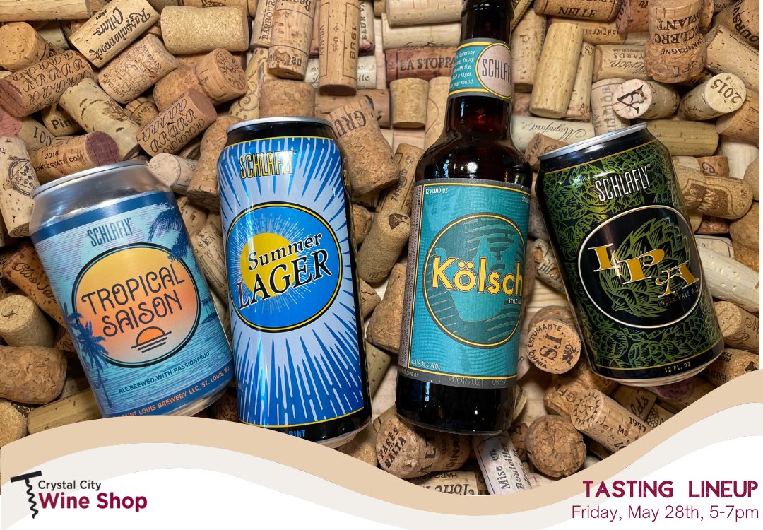 Checkout the lineup for Saturday's #beertasting from 4-7pm at the shop. Stop by to try <a href="/Schlafly/">Schlafly Beer</a> #brews w/ @Schlafly_DCDan &amp; stock up for #memorialdayweekend.

#crystalcity #crystalcityva #nationallanding #arlington #crystalcityshops #crystalcitywine #yesarlington #stayarlington