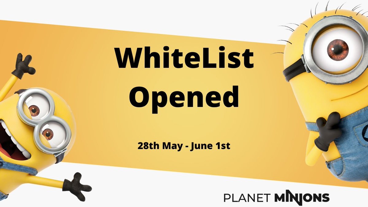 planet_minions's tweet photo. Bello, fellow minions 🍌

💥 Whitelisting is starting NOW 💥

🚀 We cannot take all you brave minions, gru will randomly pick 46 applicants
🚀 4 spots will be reserved for our artistic meme-maker-minions

Here is the whitelist link: 
https://t.co/SkVU8ajMG7

APPLY NOW!
$MNP https://t.co/mP6bE7FzUD