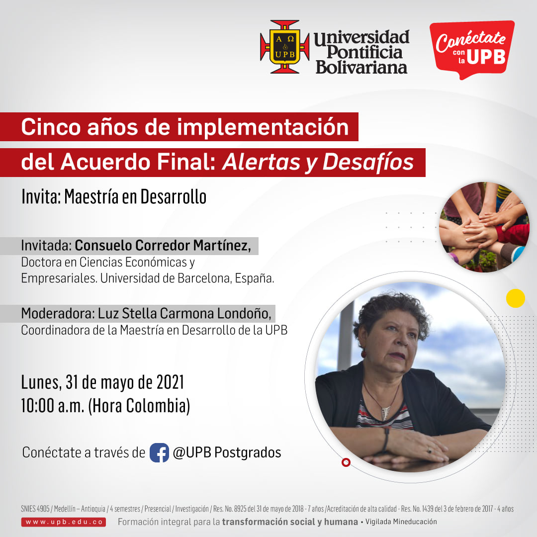 upbcolombia's tweet photo. #ConéctateConLaUPB | En la crisis actual del país, es necesario colocar sobre la mesa el proceso del Acuerdo Final con las FARC-EP, con el fin de construir una nueva agenda conjunta como país.📜🤝🌎
👉Te invitamos analizar el tema con nuestra invitada, Consuelo Corredor. #UPBLive https://t.co/GgwXyKD8Oa
