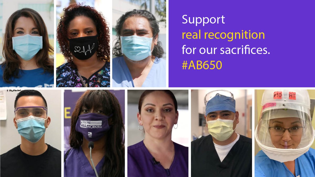SEIU721's tweet photo. Healthcare workers put their lives at risk every day to care for patients during this pandemic. They've faced dangerous conditions like working without having enough PPE and extended shifts. Support and retain healthcare workers. @ChrisHoldenNews #SupportAB650 #AB650 #CALeg https://t.co/r4Mw6MZE2S