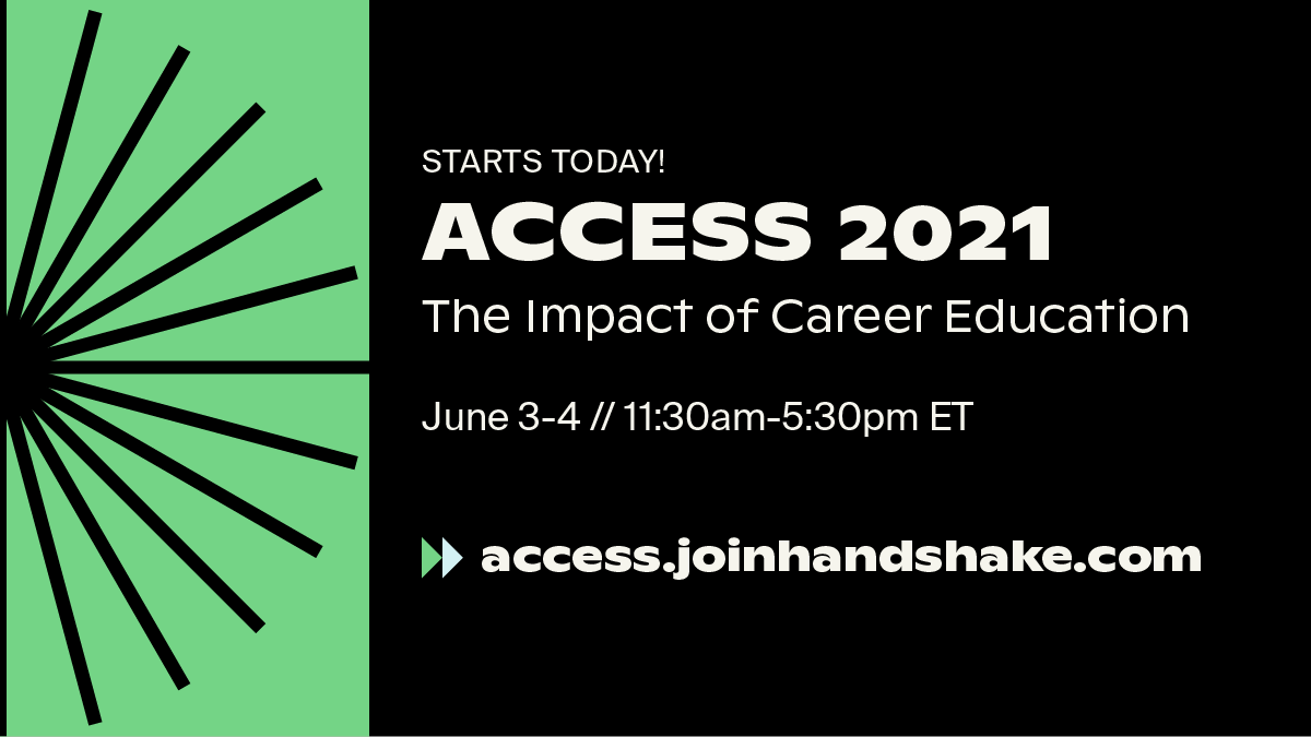 joinHandshake's tweet photo. 📢Starting...NOW🕣 

Tune into this thread + follow #HandshakeAccess2021 for live tweets and updates on panels, keynotes, and events. 

And if you haven't registered yet, there's still time! 

Access the FREE 2-day virtual event here ➜ https://t.co/A4mqooCpcX https://t.co/9tITTSyYjX