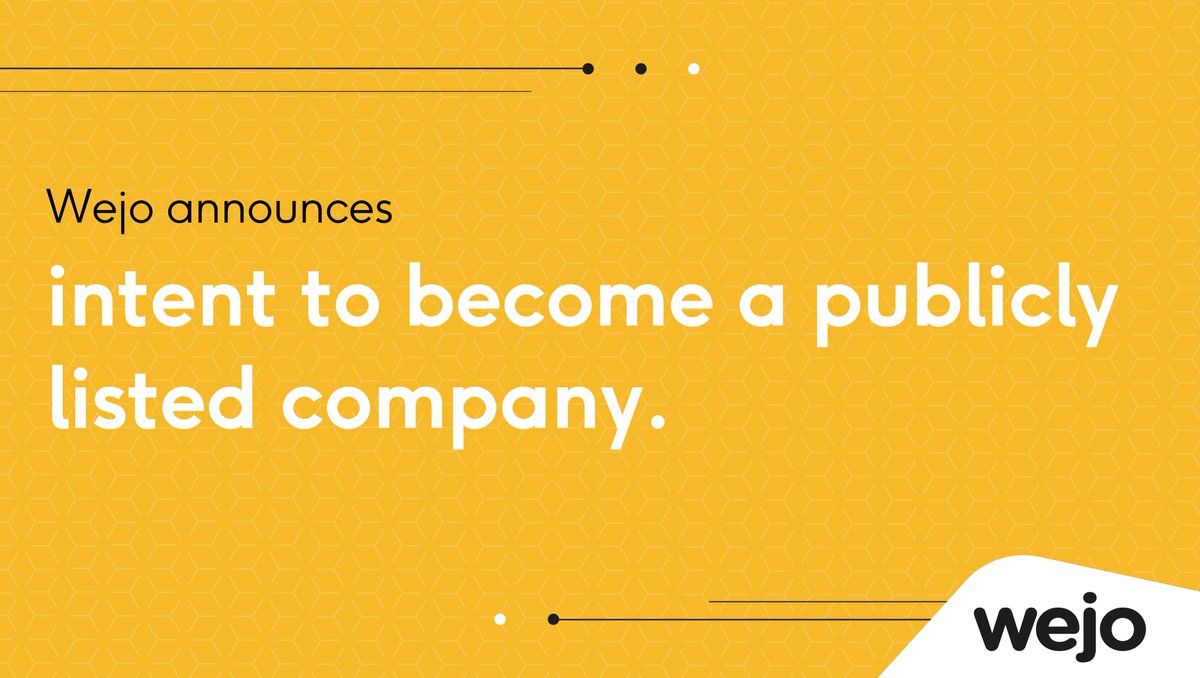 Today, we’ve announced our intent to become a publicly listed company. 
 
Get the details of the announcement here:

wejo.com/press/wejo-to-…
