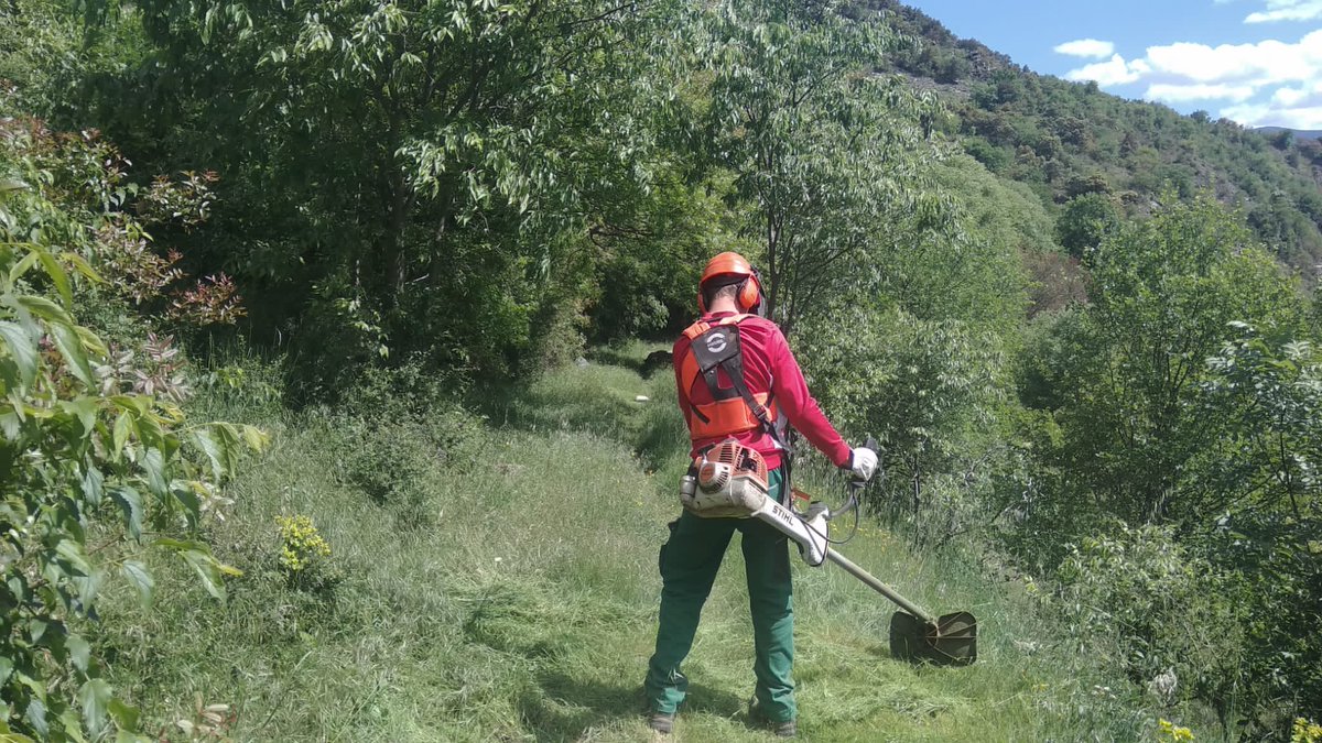 pnaltpirineu's tweet photo. Deixem apunt per ser gaudit a peu 👣 el camí senyalitzat entre #Sort i #Rialp.
Actuació de la brigada de reforç del #PNAltPirineu contractada a #SEFOCAT https://t.co/jTxOYh9eCY