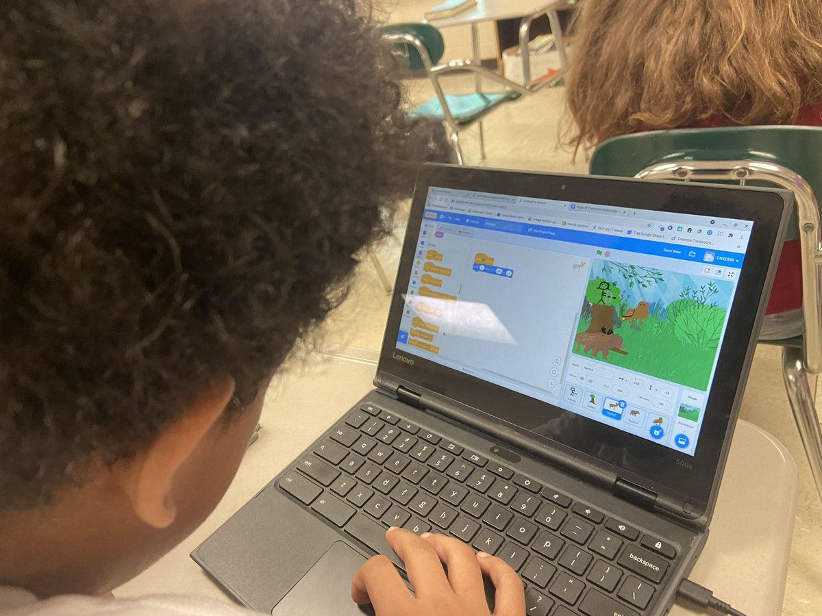 SchlieReed's tweet photo. @IkeSDNB 7th graders work on their Dystopian unit multimedia projects creating videos using @WeVideo, websites using @googlesites and coding games based on their novels using @scratch #SDNBLearns @SDNBSchools https://t.co/RNA1Ae4Ag5