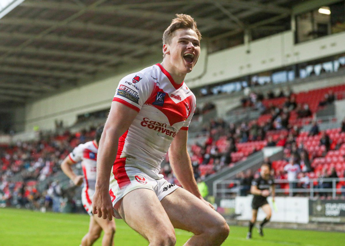 Saints1890's tweet photo. Is there anything this man can’t do? 🙌

The King @jackwelsby_ with his first Saints hat-trick! 👑 

#COYS https://t.co/CJKFgkaAEA