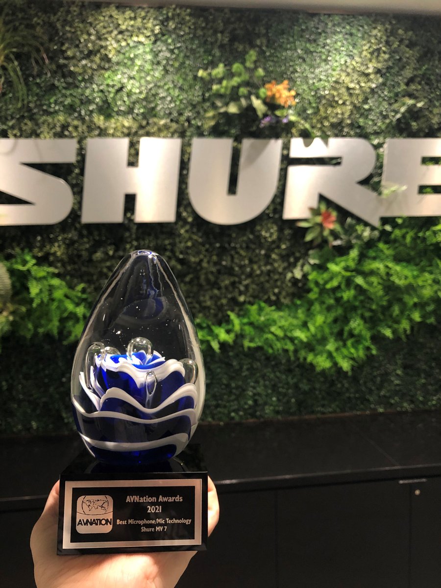 shuresystems's tweet photo. A big thank you to @AVNationTV and @tdalbright for this beautiful award! Best Microphone Technology for MV7!!! https://t.co/fE9im95Tqs