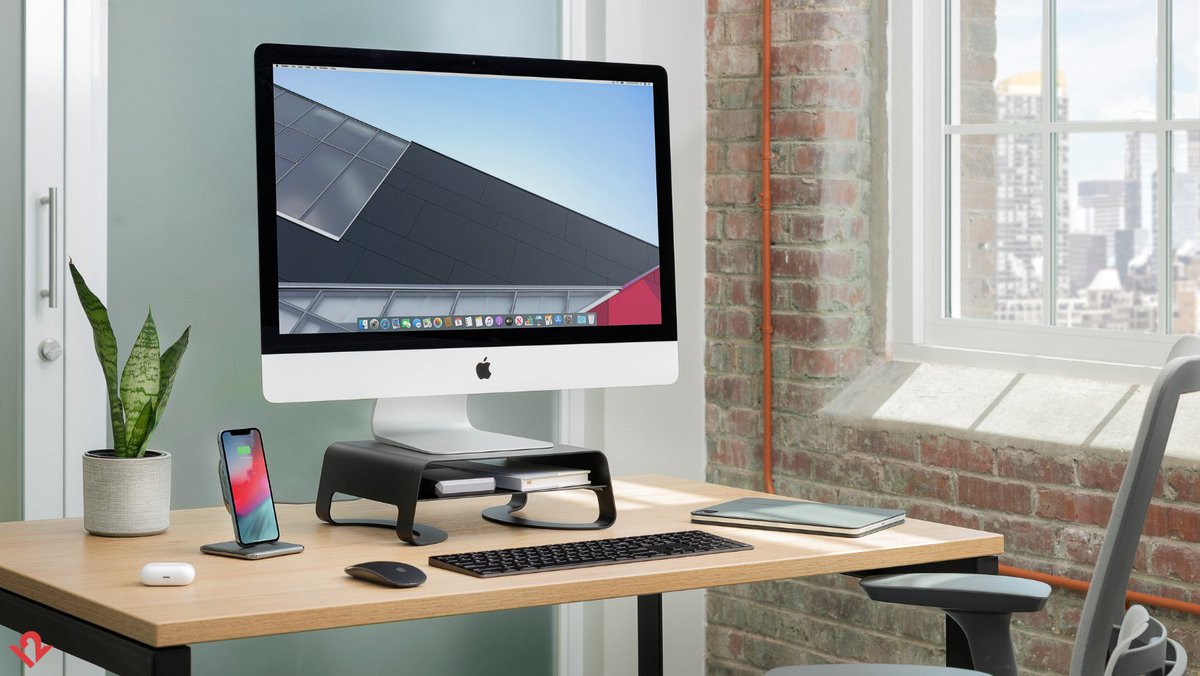 twelvesouth's tweet photo. Better ergonomics + better tools = workspace zen. Resting your #iMac or favorite display atop the elegant metal #CurveRiser elevates your screen 4.25-inches, to a more neck-friendly, ergonomic viewing height. Shop Curve Riser, on sale now for $5 off! https://t.co/eoLN5nhs6r https://t.co/A24I9XrYv9