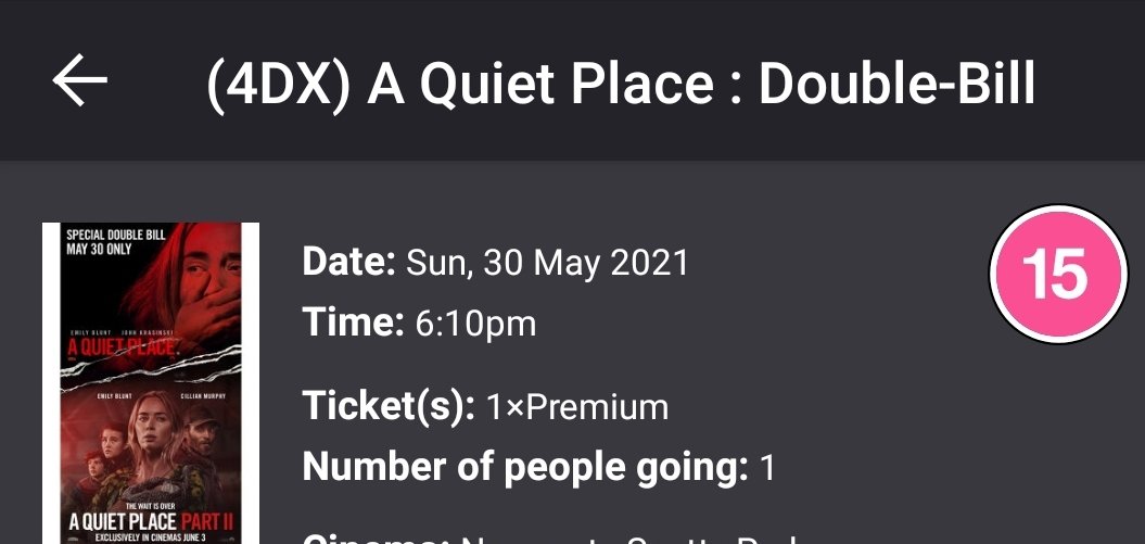 @cineworld This is why I love the cinema! No way that movie is as good at home. But it'll be even better with a @4DXglobal @quietplacemovie #DoubleBill 🥳. #CineworldUnlimited