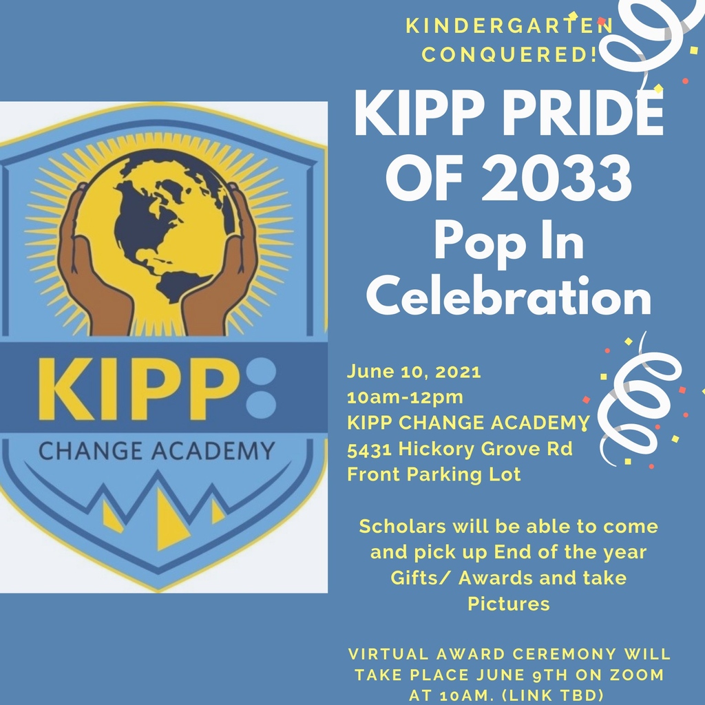 KIPPChange's tweet image. Hey Kindergarten families! Join the pride of 2033 for a pop-in celebration and virtual ceremony.