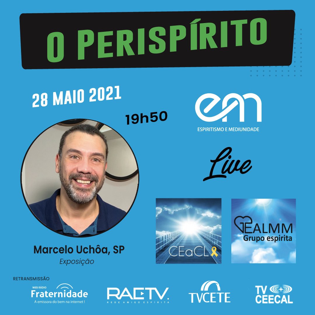 marcelosuchoa's tweet photo. O PERISPÍRITO foi o tema escolhido para esta live em parceria com o CEaCL e o GEAMM, ambas instituições do Rio de Janeiro. A live será interativa.
Estude conosco! #marcelosuchoa #espiritualidade #espiritismoemediunidade 
https://t.co/cqV1bTspuO https://t.co/RNL9g6uWpd
