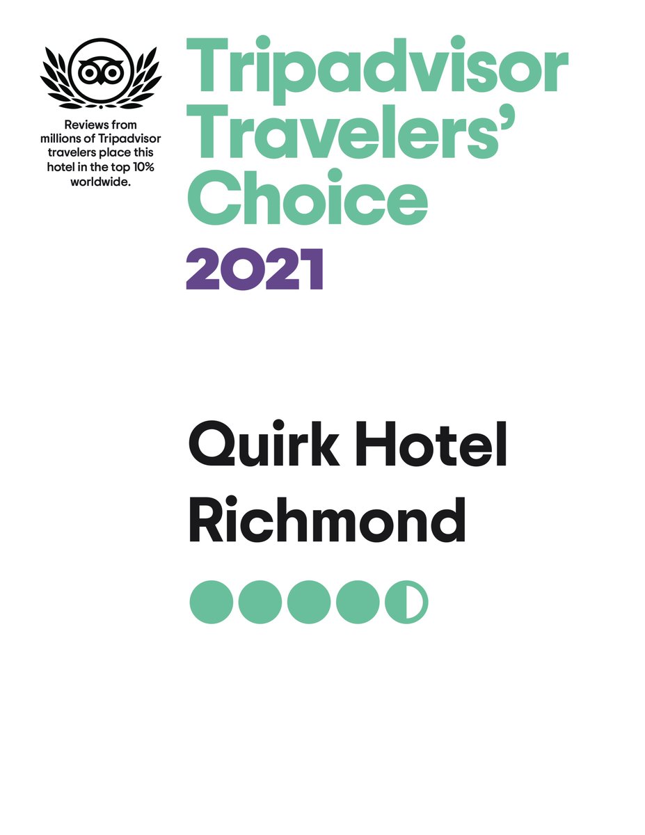We're thrilled to have received the @tripadvisor Travelers' Choice 2021 award! Your reviews have placed us in the top 10% of hotels worldwide!