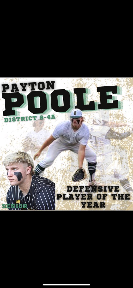 District 8-4A Defensive POY is <a href="/paytonpoole21/">Payton</a> 
.441 avg.  
52 Hits, 66 RBI, 10 HRs (all 3 school records) 
16 Doubles, 36 R, 21 SB 
The career records are crazy as well! <a href="/MurrayStateOK/">Murray State College</a> is getting a good one! Congrats! <a href="/dfwvarsity/">dfw varsity</a> <a href="/Gosset41/">Brian Gosset</a> <a href="/BenbrookBobcats/">Bobcat Athletics</a> <a href="/FWISDAthletics/">FWISD Athletics</a>