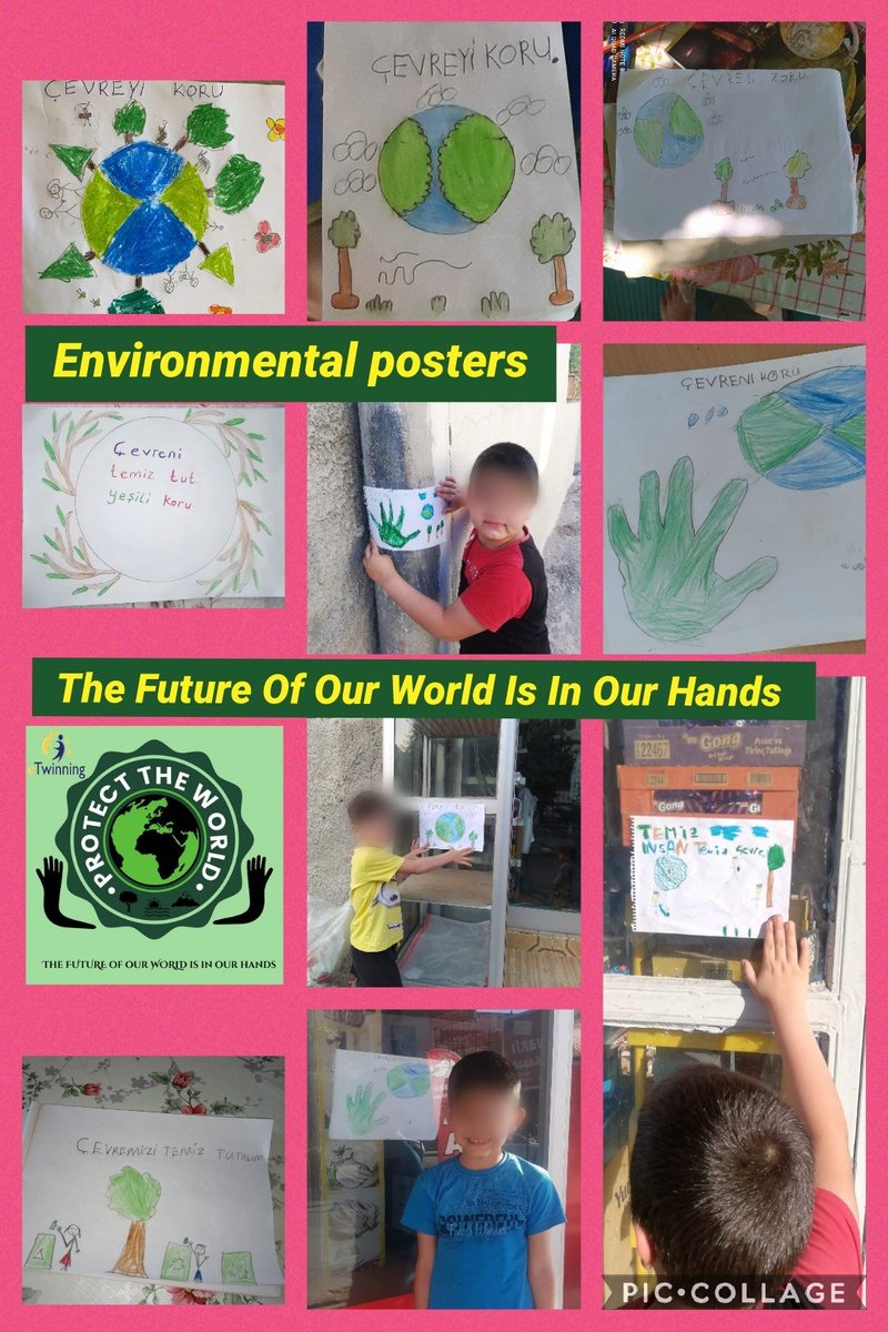 in_nurcan's tweet photo. "The Future Of Our World Is In Our Hands" eTwinning projemizde öğrencilerim çevre konulu posterler yaparak, yakın çevrelerine astılar. 
#eTwthefutureofourworld
#eTwinningMersin 
#eTwinningTürkiye https://t.co/A1anJoKQYT