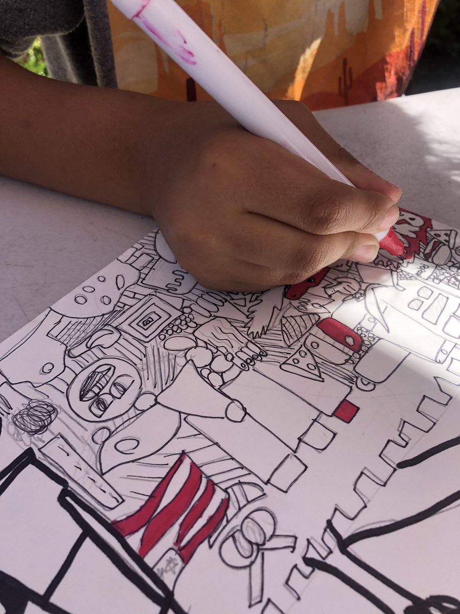 CatGilbertArtEd's tweet photo. I’m going to be so sad to see this amazing little artist move next week, but I love that his style has inspired and motivated his friends. We learn from each other! 4th #steallikeanartist #dmusd #DMSEF #SycRidge #SRidgeSteam @dchungEDU https://t.co/gBm6ScIZhm