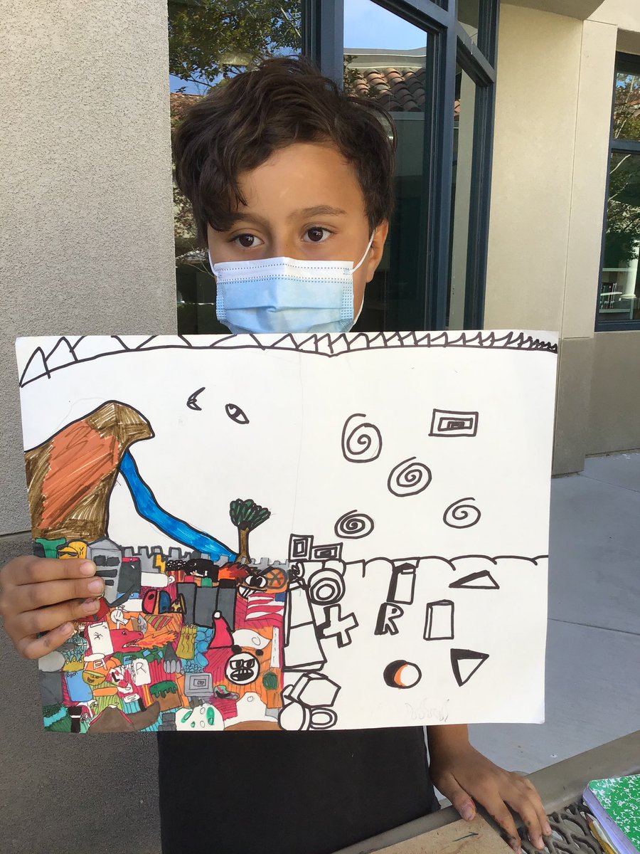CatGilbertArtEd's tweet photo. I’m going to be so sad to see this amazing little artist move next week, but I love that his style has inspired and motivated his friends. We learn from each other! 4th #steallikeanartist #dmusd #DMSEF #SycRidge #SRidgeSteam @dchungEDU https://t.co/gBm6ScIZhm