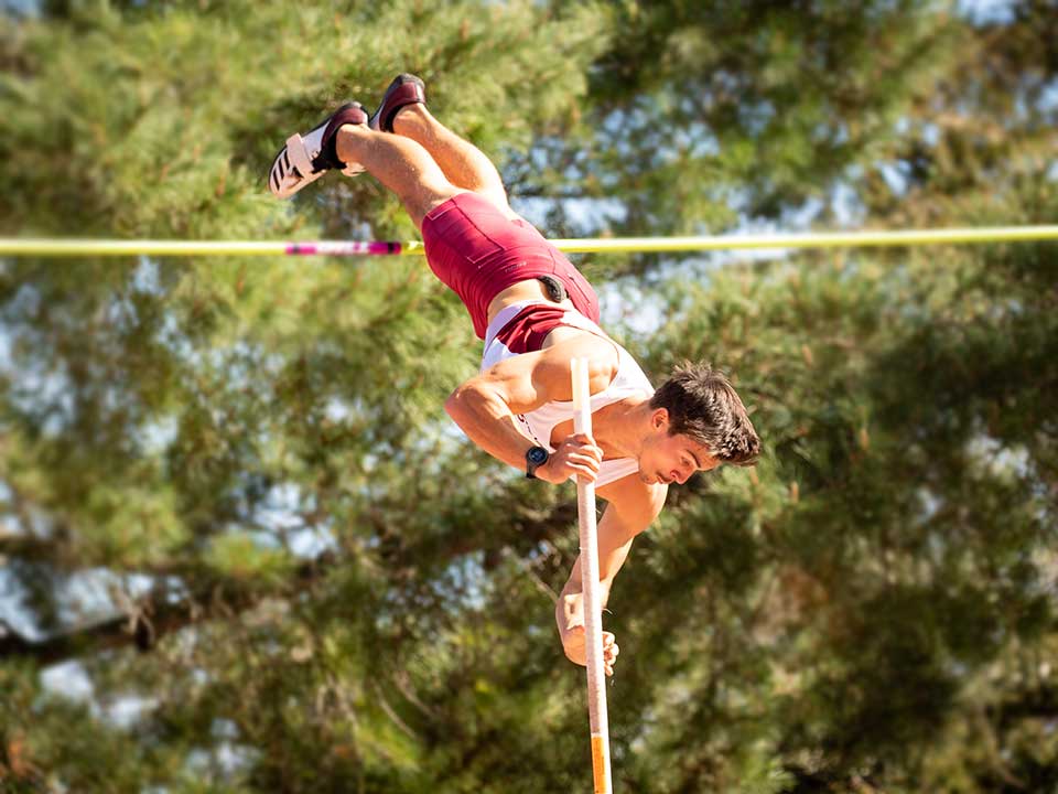 Westmont's tweet photo. He's done it AGAIN! Westmont junior pole vaulter Seth Wilmoth has won his second NAIA National Championship and fourth All-American title, clearing 16 feet, 8 3/4 inches at the NAIA Outdoor National Championships in Gulf Shores, Alabama. https://t.co/a9P4IT1Zx8