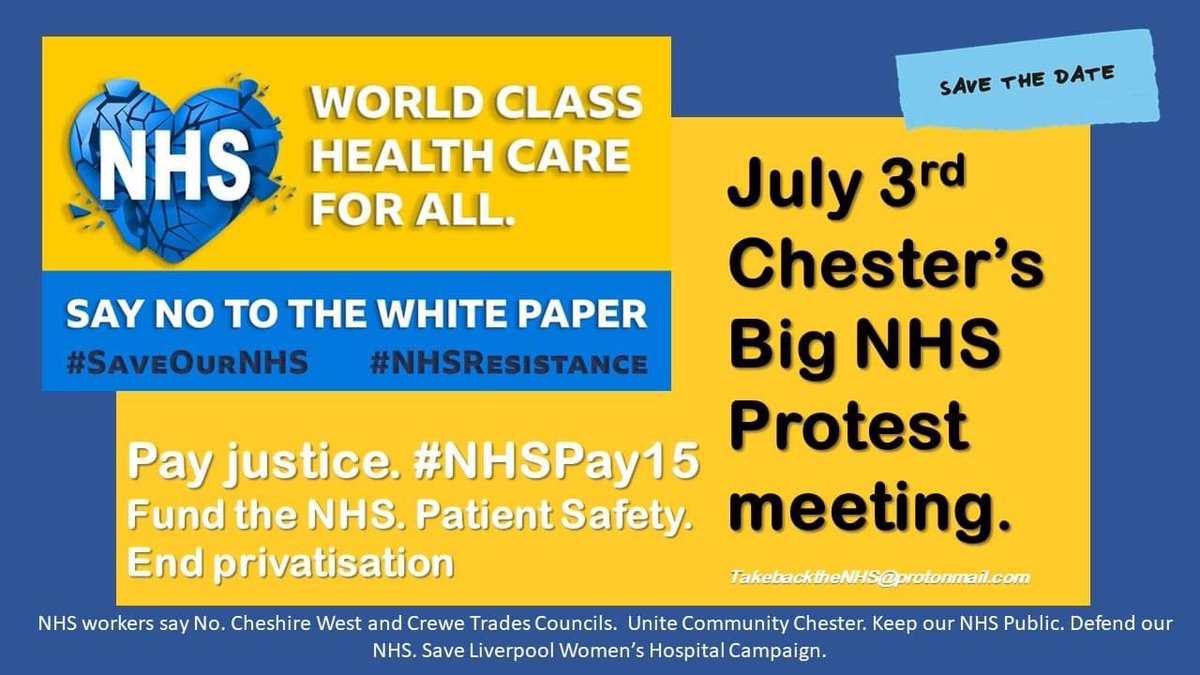 HarrattVanessa's tweet photo. Who lives in or near Chester? Stay tuned for more details.@NsnWales @NurseSayNO @LiverpoolNsn @NHSActivistRN @Robbi_K_ @NHSNurse15 @hatt_gary #NHSpay15 https://t.co/NqNgObcOPk