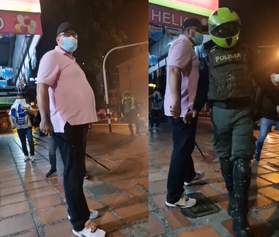 AnonymousOpsMDE's tweet photo. ⚠️ALERTA MEDELLÍN⚠️
Civil de camiseta rosada dispara con arma de fuego a prensa. Luego sale con otras 3 personas a continuar agresiones protegidos por Policía. 

Iniciamos investigación de identidad a estos comerciantes del CC El Diamante.

#ParoNacional28M #SOSNosEstanMatando https://t.co/EhRAqfCi4U