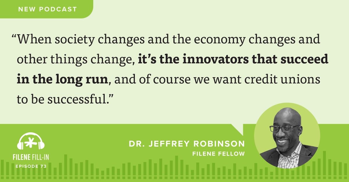 NEW #PODCAST ALERT! Meet Filene's newest Fellow for our Center of Excellence on Innovation &amp; Incubation <a href="/jrobinsonphd/">Jeffrey Robinson PhD</a> of <a href="/RutgersBSchool/">RU Business School</a>, and learn about the vital research he's leading on credit union innovation. ow.ly/uh0150EY7Ai