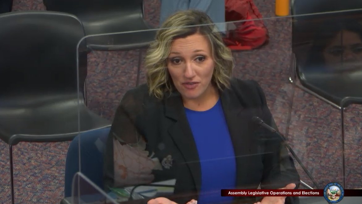 BattleBornProg's tweet photo. thank you @Nicole4Nevada for your work on #SCR13 and emphasizing the importance of the public participating in the redistricting process at #NVLEG Assembly on Legislative Operations & Elections https://t.co/Eo39MXMd5U