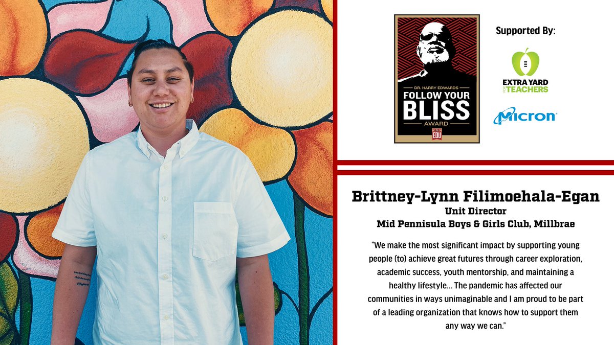 We're proud announce that Brittney on behalf of the Club was awarded the Dr. Harry Edwards’s Follow Your Bliss Award by the <a href="/49ers/">San Francisco 49ers</a> Foundation, which comes with a $5,000 grant! Register for the virtual celebration on Tuesday 6/1 at 4:30PM. Register: events.bizzabo.com/324341 #BGCA