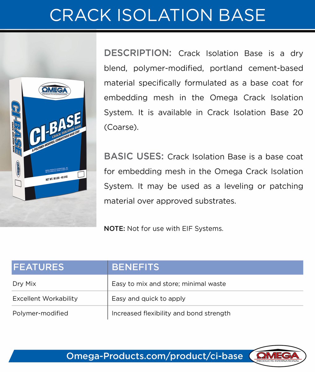 Omegaproducts's tweet image. Want to reduce stucco cracking? Ask your sales rep about our CI-Base and CI-Mesh!
#omegaproducts #crackisolation #stuccocracking #americanmade