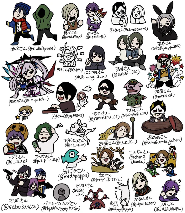#️⃣フォロワーさんのアイコン自分の絵柄で描くやつ

反応ありがとうございました〜!!こういうタグは人の色とか描き方見えて楽しい! 