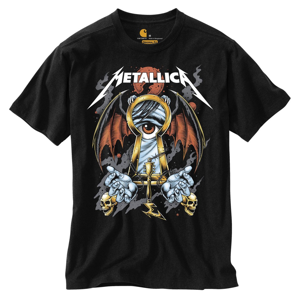 AWMHFoundation's tweet photo. There’s still time to grab an official #MonthOfGiving2021 tee - designed by #BrandonHeart and printed on a quality @Carhartt shirt - or a classic @Metallica Red Logo tee to help us support @FeedingAmerica & @DirectRelief! Shop the #AWMH collection at https://t.co/frsOrPZcx5. https://t.co/XhbShoB1tH