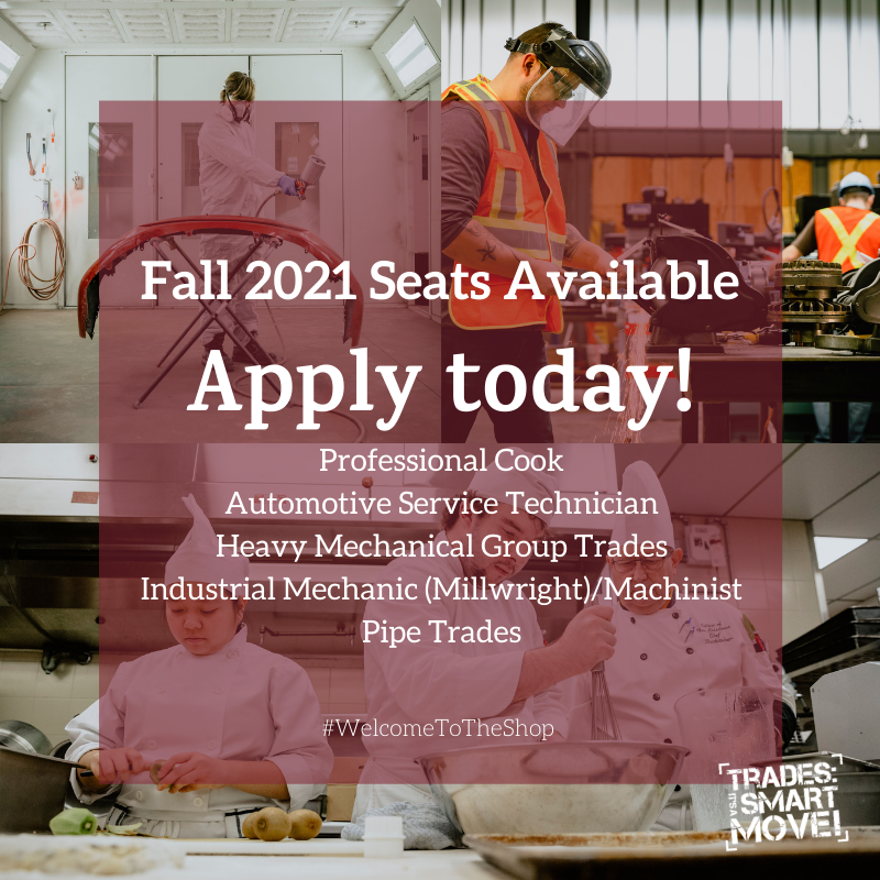 sd57stac's tweet photo. #SD57 #myctc has seats for Fall 2021: Heavy Mechanical Trades, Auto Service, Industrial Mechanic, Pipe Trades, Pro Cook, (NEW) Power Engineering, (NEW) Civil Engineering, (NEW) CNET https://t.co/jCwxh0FTQx Apply today! @BordenDoug @CareerEdSD57 @SD57PG @SD57Indigenous @SD57_CI https://t.co/AVlaSKSSbv