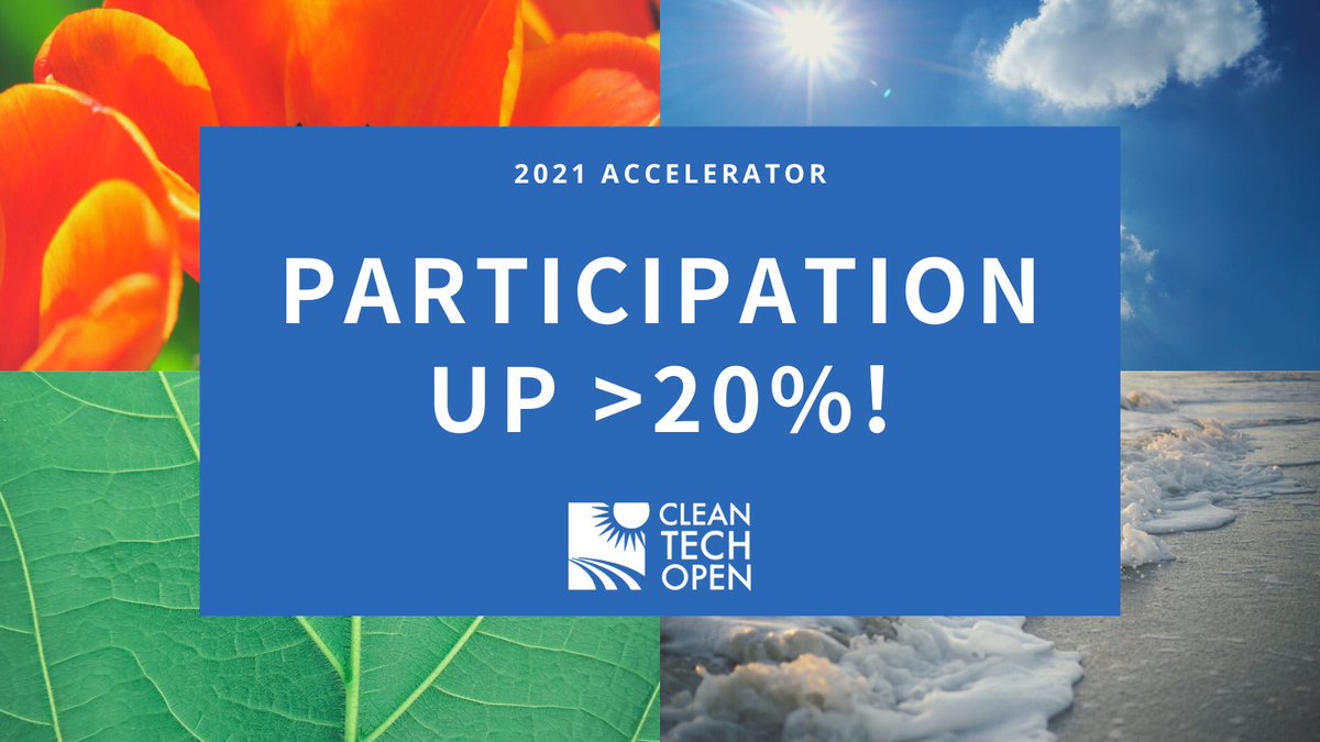 Cleantech Open (@cleantechopen) on Twitter photo Applications for <a href="/cleantechopen/">Cleantech Open</a>'s 2021 #accelerator were up over 20% 🔼, and as a result, over 20% more aspiring cleantech entrepreneurs will enjoy the benefits of our program this year 💚🌎.
#climatetech #startupsupport #savetheplanet #entrepreneurs Applications for <a href="/cleantechopen/">Cleantech Open</a>'s 2021 #accelerator were up over 20% 🔼, and as a result, over 20% more aspiring cleantech entrepreneurs will enjoy the benefits of our program this year 💚🌎.
#climatetech #startupsupport #savetheplanet #entrepreneurs