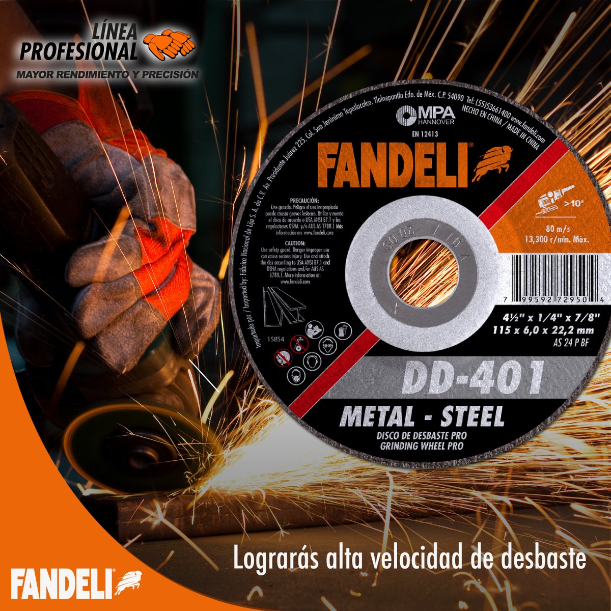FandeliMexico's tweet photo. Haz más, con menos: el #Disco de #Desbaste DD-401 PRO es ideal para un desbaste muy rápido con gran capacidad de remoción de material.
.
.
.
#Taller #Metal #DiscosDeDesbaste #Abrasivos #Fandeli #PoderFandeli https://t.co/u39muXIlIq