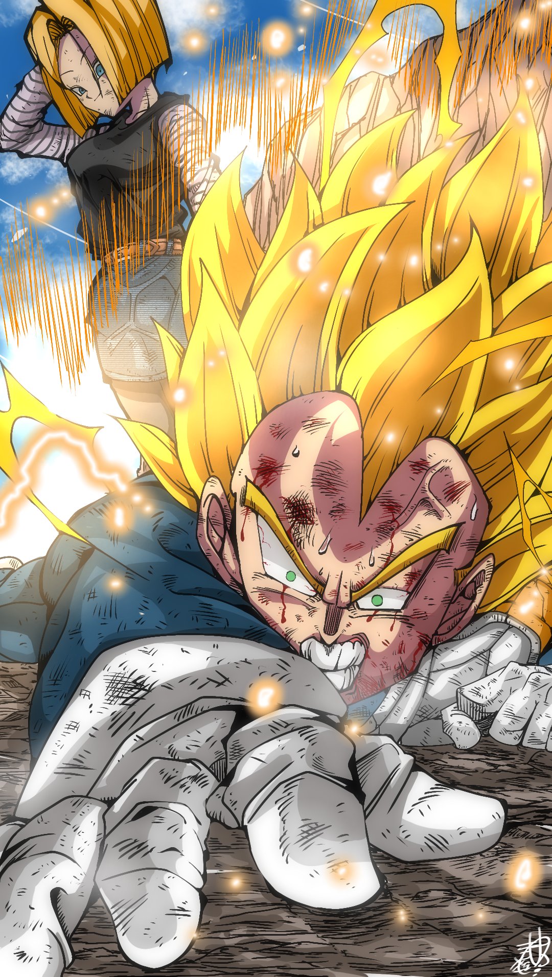 きなこもち サブ垢 ベジータvs人造人間18号 再掲 なんだ たいした事ないんだね どっちも ドラゴンボール イラスト T Co Fvdctrfngm Twitter