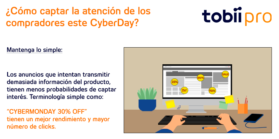 tobii_pro_latam's tweet image. ¿Tu empresa participará en la próxima jornada de #Cyberday2021? 🤨

Realizamos un estudio utilizando #Eyetracking, donde se analizaron diferentes publicidades, y se llegó a la conclusión de que ¡Sencillos indicios de ofertas son más efectivos para llamar la atención!
#TobiiPro