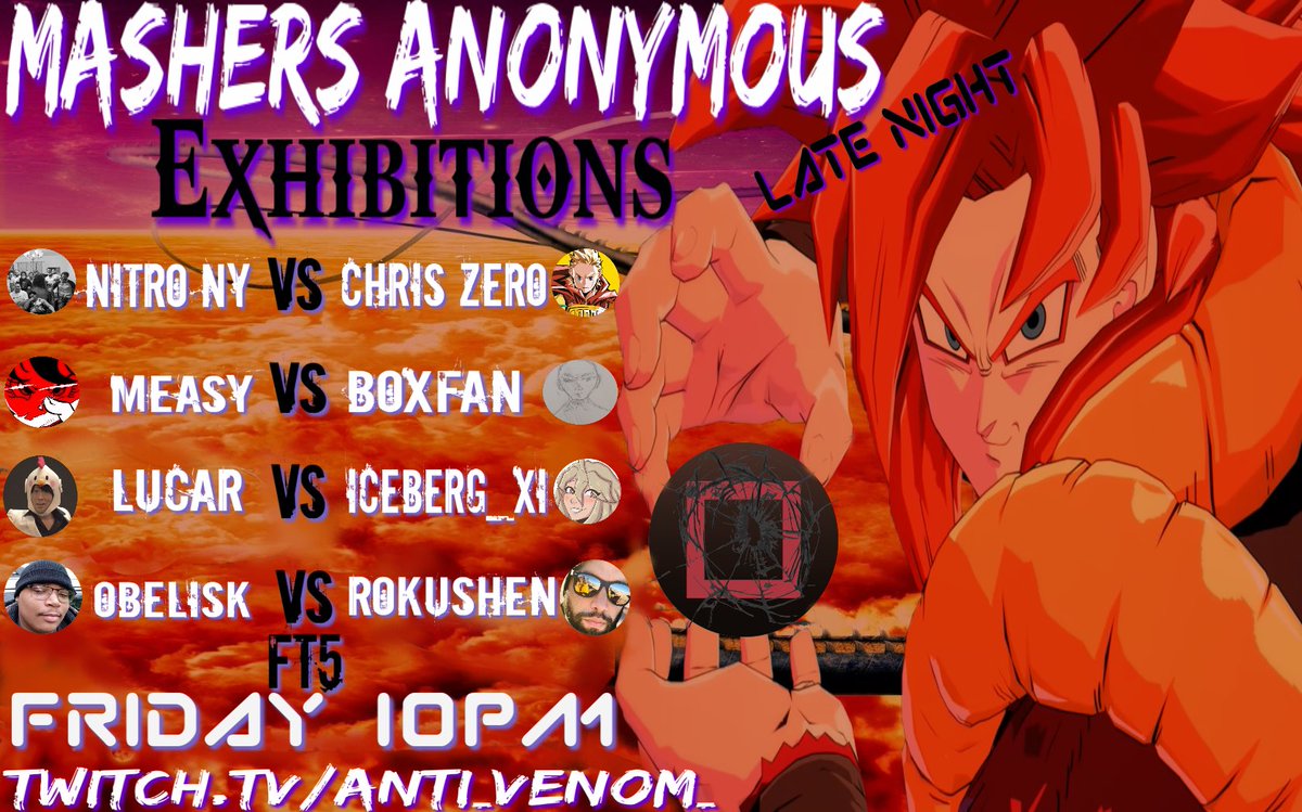 Excited to announce Mashers Anonymous my new Exhibition Series!! It’s an open series where players will earn points per win each week and will lead to a top 16 tournament with a solid cash prize at the series end! The First week is an invitational tonight at 10PM!