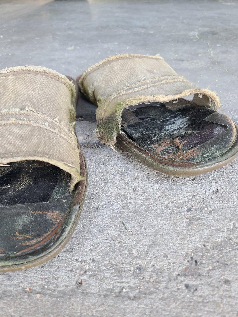 tundragopher's tweet photo. A moment of silence. My #Crevo gave it it's all, countless hours of yard work and tailgating, but finally could not go any longer. The duct tape could only do so much. 

Glad I bought several pairs. Time to rotate. Next Crevo up. 

😔 https://t.co/Ni3weKxd14