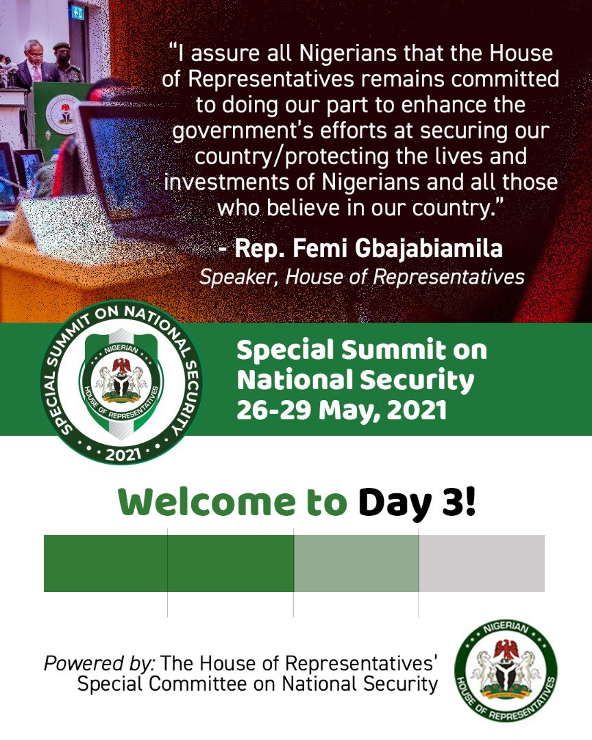 Shaabansharada's tweet photo. I assure all Nigerians that the House of Representatives remains committed to doing our part to enhance the @NigeriaGov efforts at securing our country and protecting the lives and investments of Nigerians and all those who believe in our country. @femigbaja
#RepsSecuritySummit https://t.co/GKXt5XCJsc