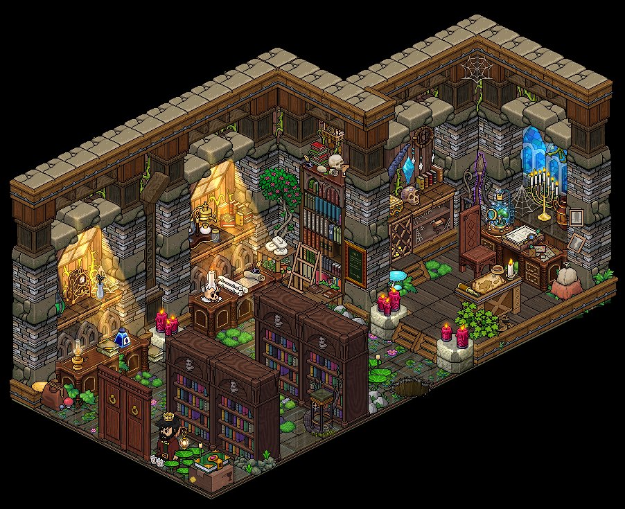 Flyoucraft's tweet image. [F] - Bibliothèque Mystique / Donnez moi votre avis sur l'ambiance :)

 #Habbo #habbobuild