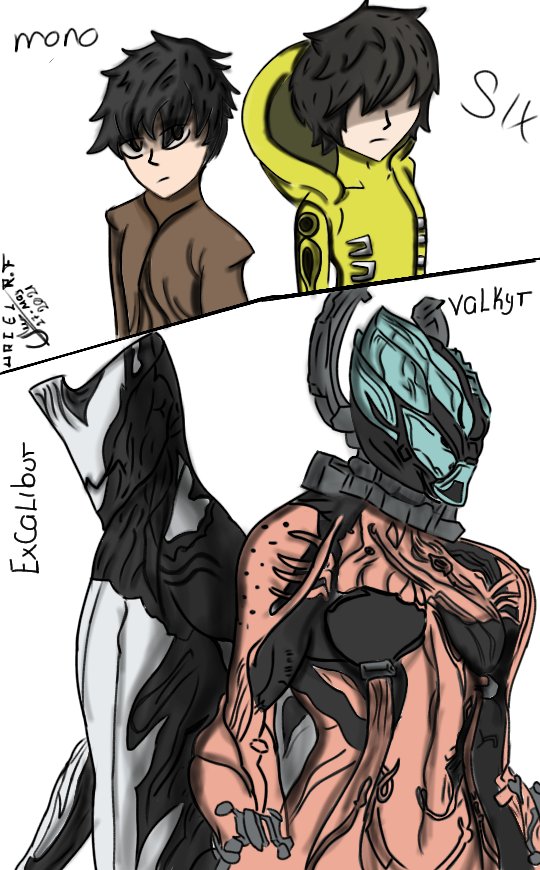 Uriel70064274's tweet image. Hello and well this is my first Tweet and what do you think about my drawing that I made (little nighmares x warframe) :)