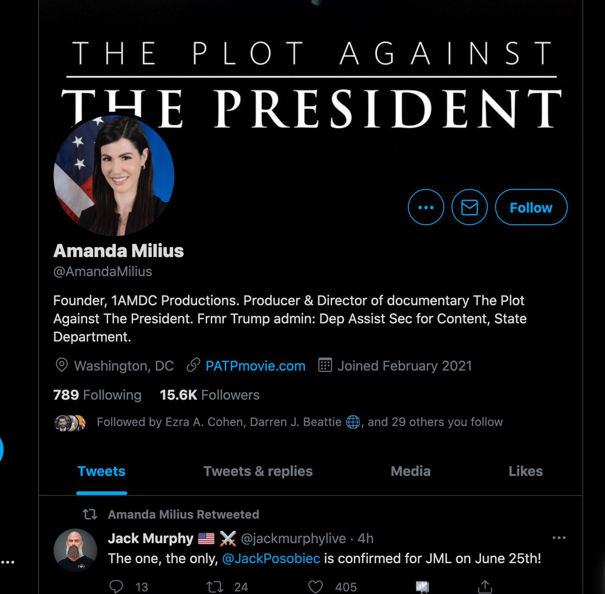 PiperK's tweet image. Former Secretary of Defense Chris Miller confirms all my suspicions about him by hiring the director of "The Plot Against the President" at his new defense advisory firm, which he started with Anthony Tata.  boundarychannel.com