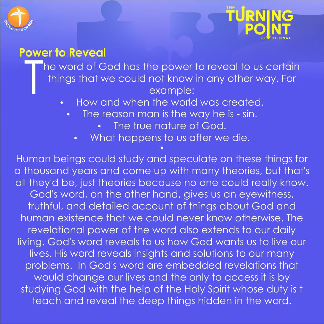 CBCNigeria's tweet photo. TODAY'S TURNING POINT DEVOTIONAL
TOPIC: THE POWER IN GOD’S WORD
TEXT: Genesis 1-2

#TurningPoint #CBCDailyDevotional #CBCGlobal https://t.co/DRy6ajNqQo