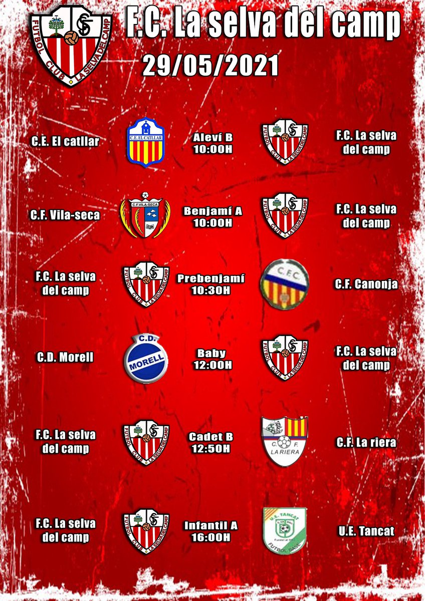 CFLaSelva's tweet photo. Partits aquest cap de setmana 29 i 30 de maig.

Partidos para este fin de semana 29 y 30 de mayo. https://t.co/e9BFG6r5BH
