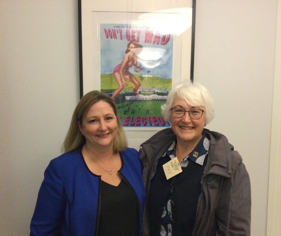 FriendsoftheABC's tweet photo. We met up with @MakeMayoMatter whilst in Canberra to talk about her support for Our ABC.
#FundOurABC #ValueOurABC #EssentialABC https://t.co/ShYfjiqax3