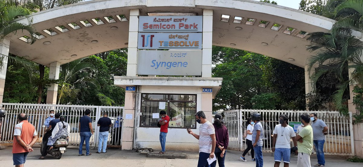 Ely__JD's tweet photo. @kiranshaw how is it possible that people can get appointment in cowin website and then the hospital refuses to give vaccine??? We are standing in front of @SyngeneIntl because they are refusing our booking. They are telling  that the booking in cowin is not accepted!!!! https://t.co/h8OzLSSAu3