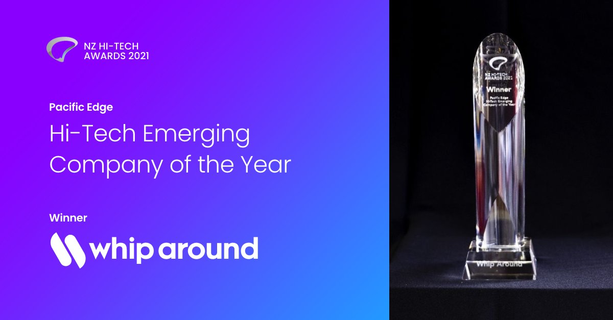 We are incredibly proud and humbled to announce that Whip Around has won the Emerging Company of the Year award at the @NZHiTechAwards. 🎉Thank you to every one of our customers, team members, and our partners for taking this company to new heights!
#WhipAround #HTANZ