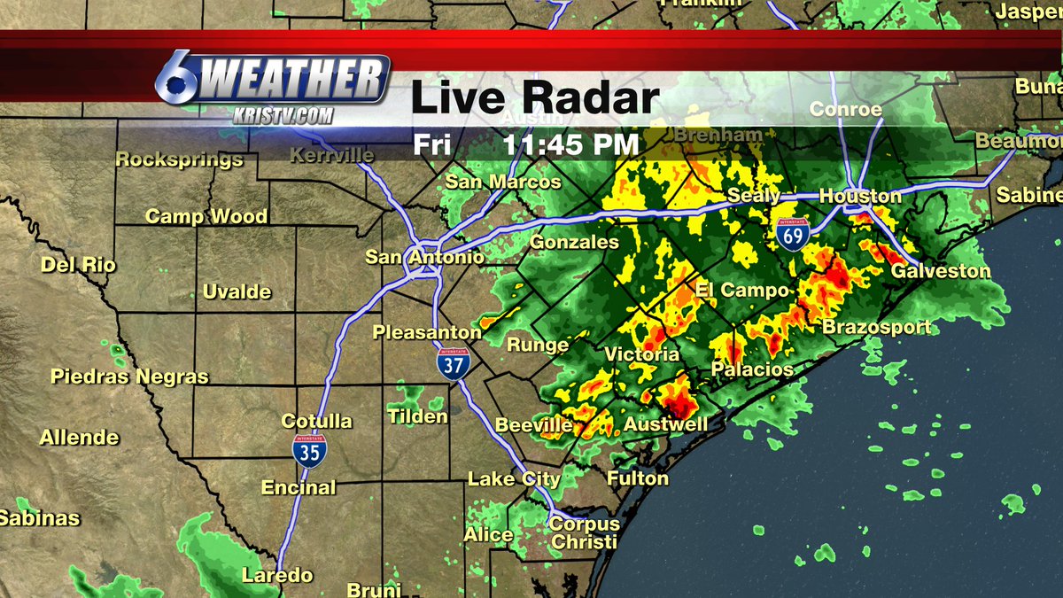 From Dale Nelson: Showers and thunderstorms are moving southeast toward the middle and upper Texas Coast. This activity will weaken as it approaches the coast and Corpus Christi. The N.E. Coastal Bend will see more activity than elsewhere. #CCWX